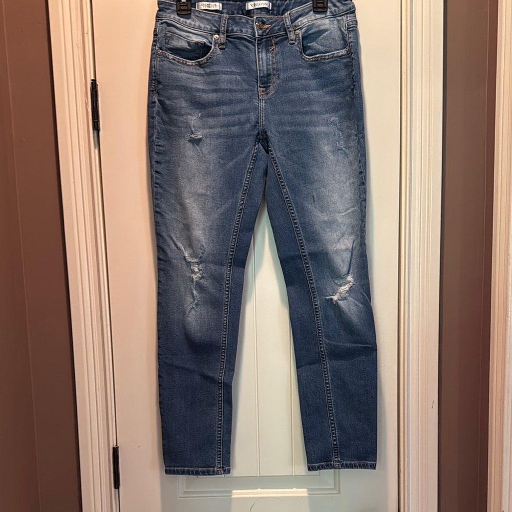 Vigoss Thompson Tomboy Blue Straight Leg Jeans with Natural Fading